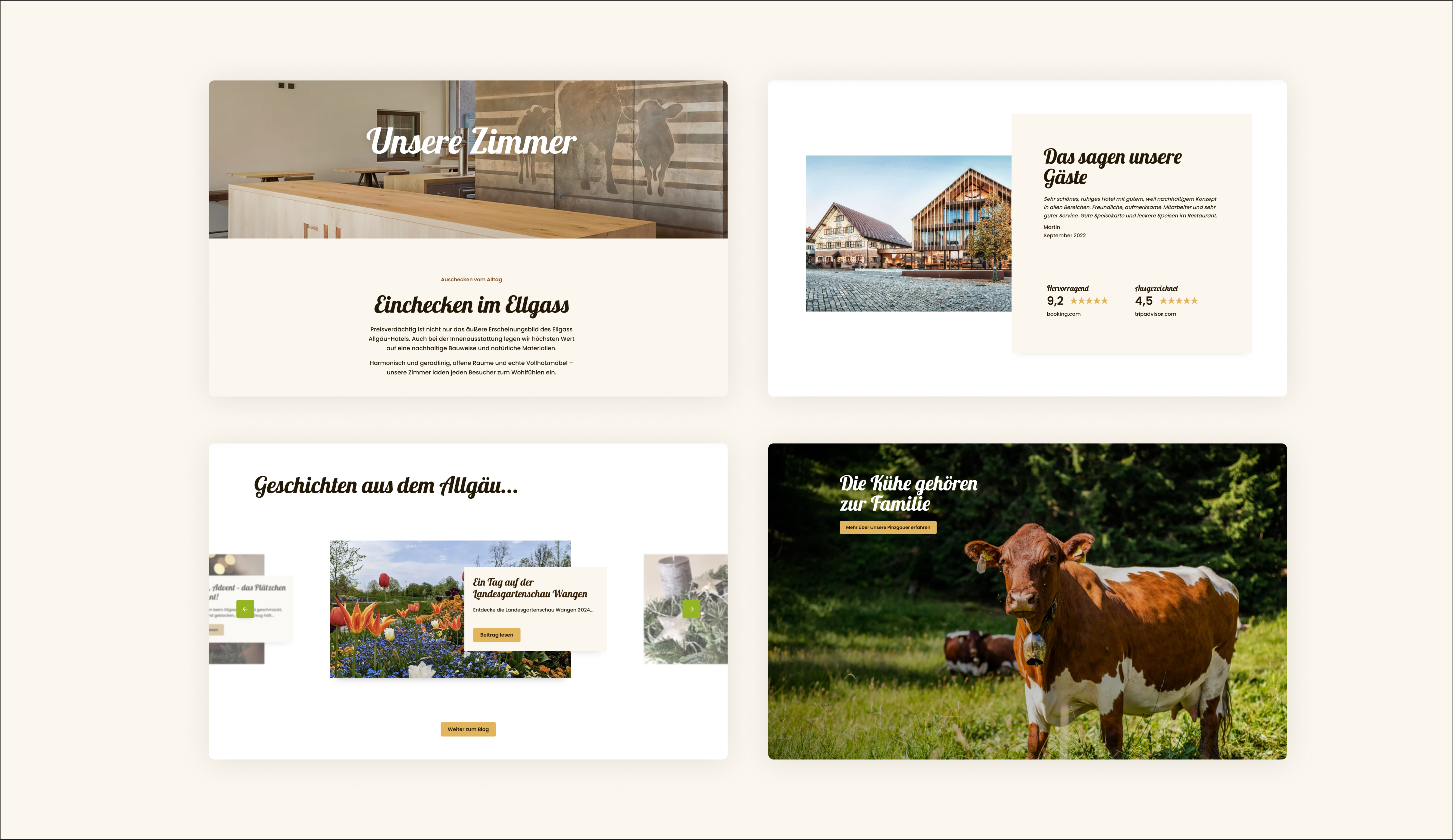 Screenshots der Website vom Ellgass Allgäu-Hotel