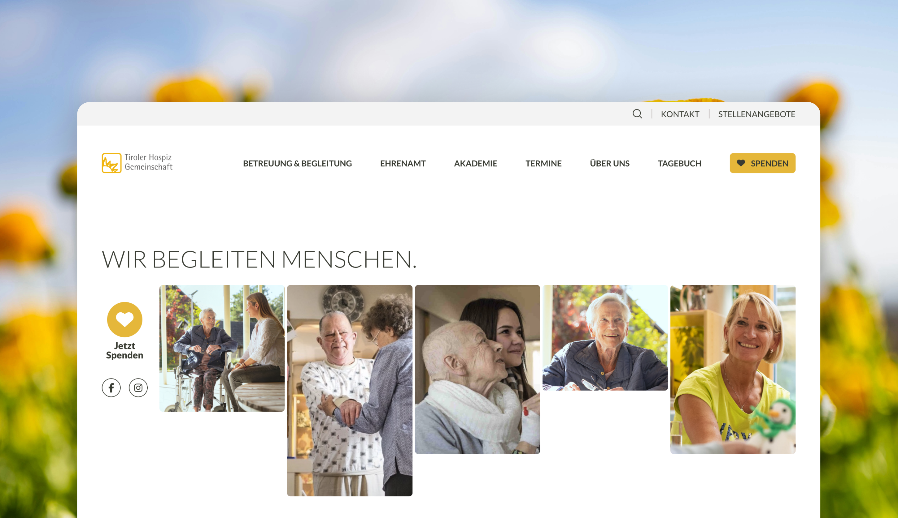 Ein Screenshot der Website der Tiroler Hospizgemeinschaft